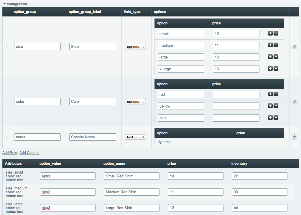 CartThrob Price Modifiers Configurator